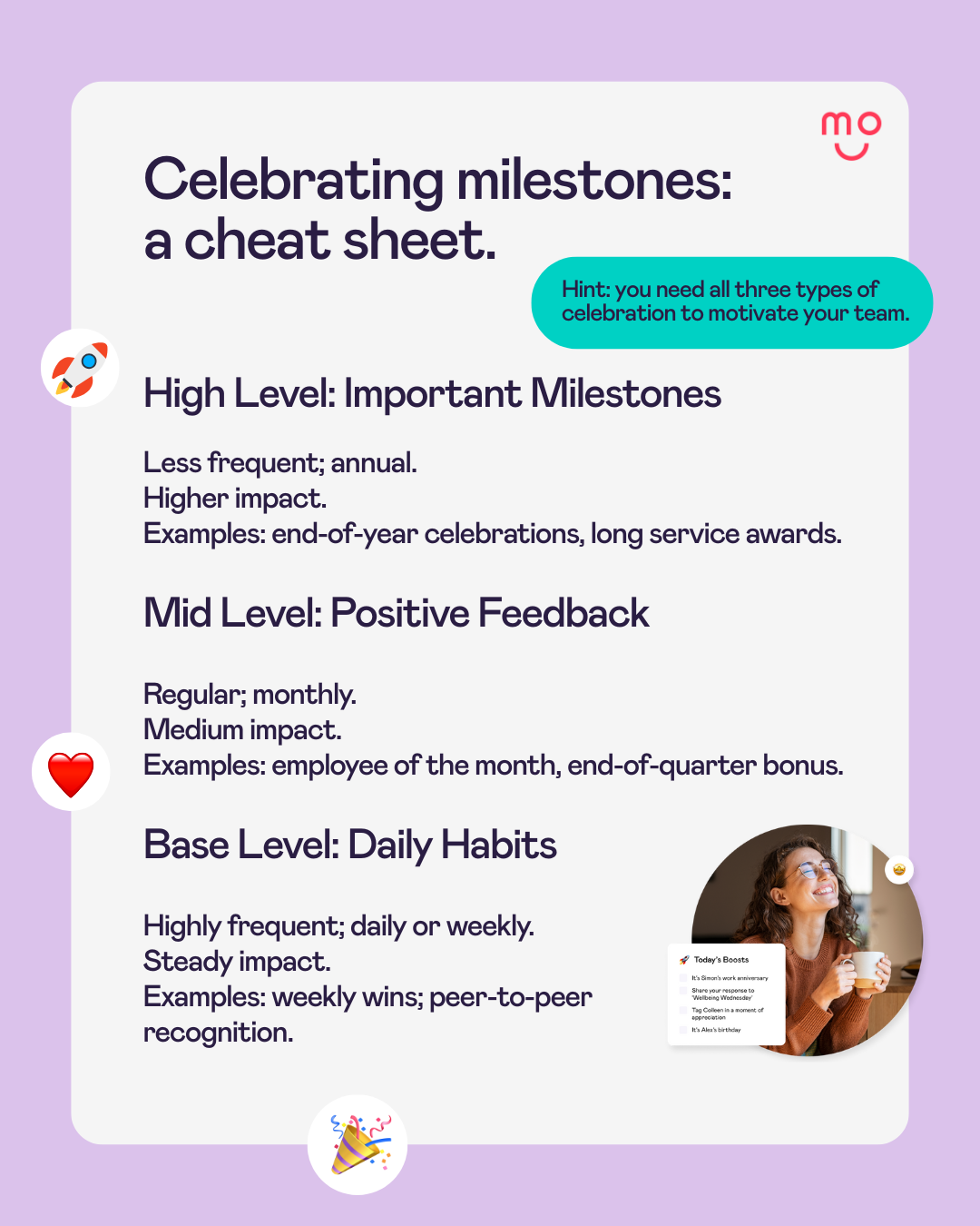 Celebrating milestones cheat sheet