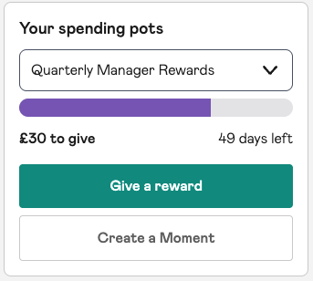 Manager rewards pot inside Mo's employee culture platform